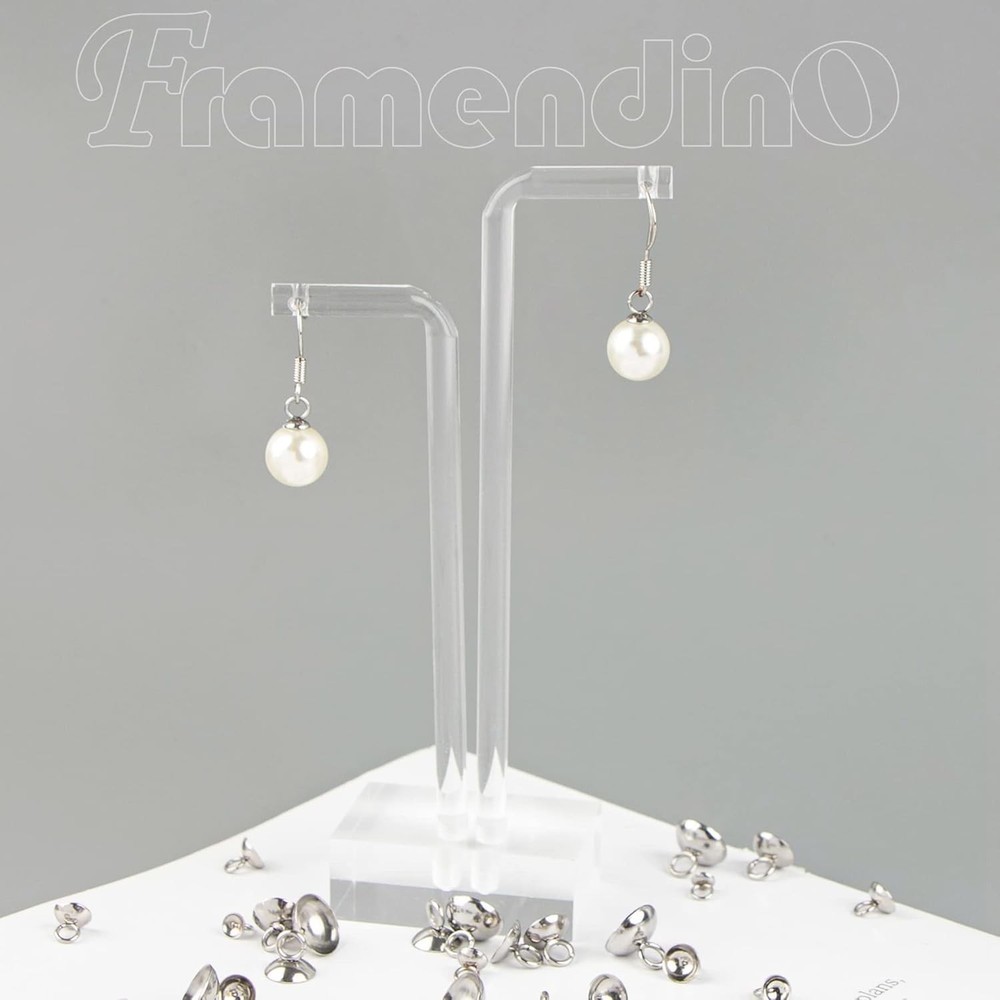 Framendino, 100 Pack 304 Stainless Stee Bead Cap Pendant 100 Pack, Silver