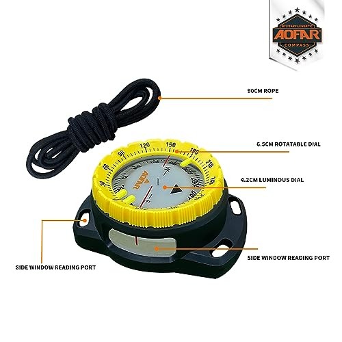 Dive Compass AF-Q60B Waterproof, Durable, Compact. Drawstring Style Compass