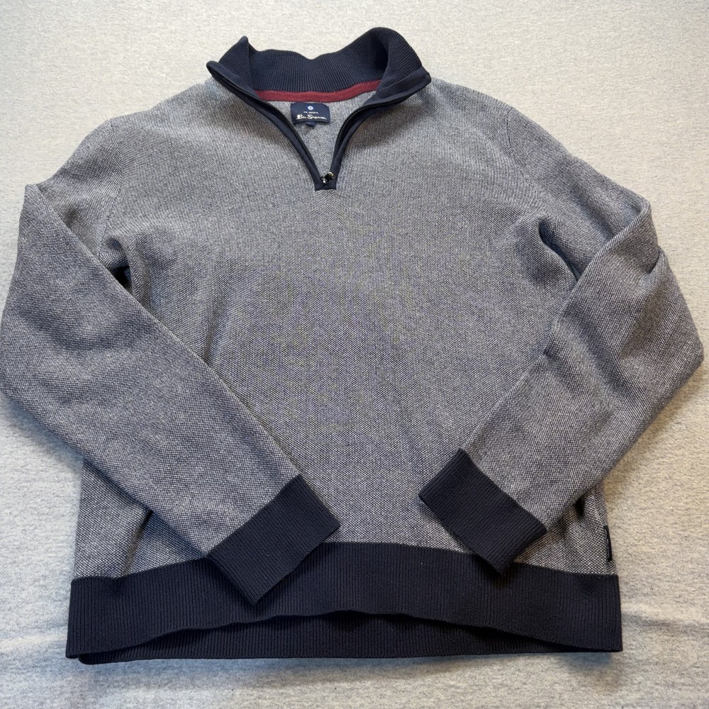 Ben Sherman Men's Grey Quarter Zip Pullover Knit Large