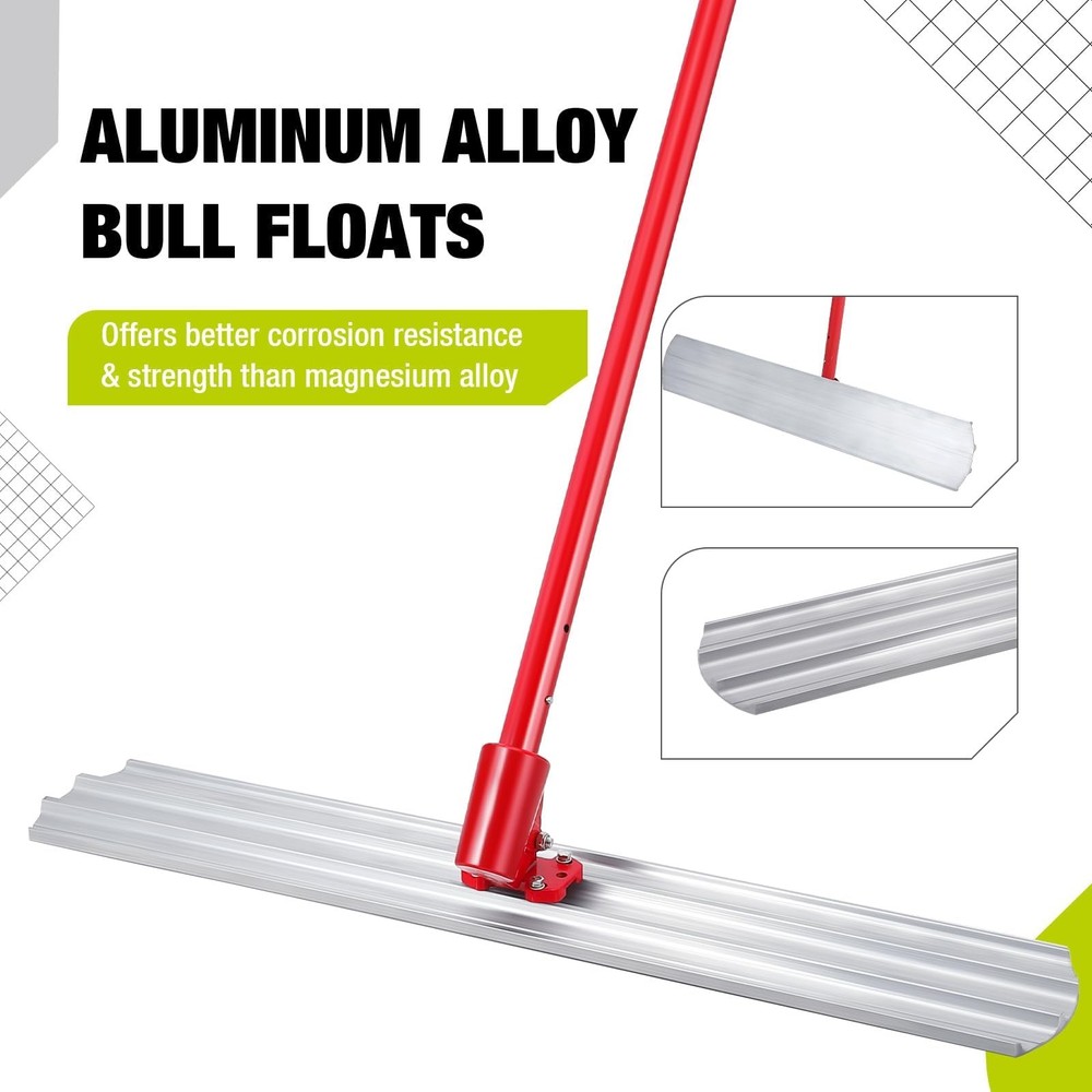 Bull Concrete Float 46"x8" Concrete Tool Trowel Float with 4 Handle Round End