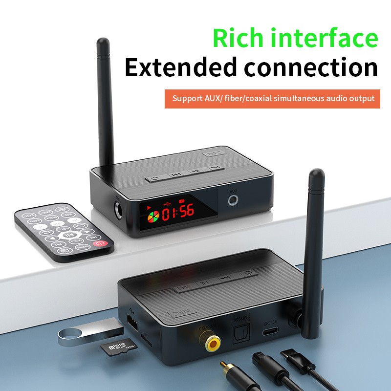 NFC Wireless Bluetooth 5.3 Audio Receiver Wireless Stereo HiFi AUX RCA TF