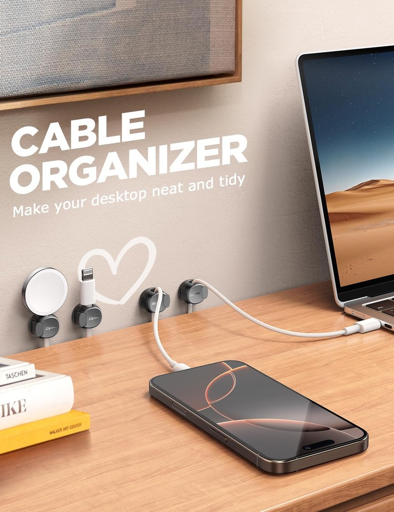 12Pack Cord Organizer [Dual Spring & Clasp, Max Secure] Cable Clips - Cord Ho...