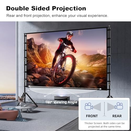 Projector Screen with Stand, Portable and Foldable Projection Screen 180 inch