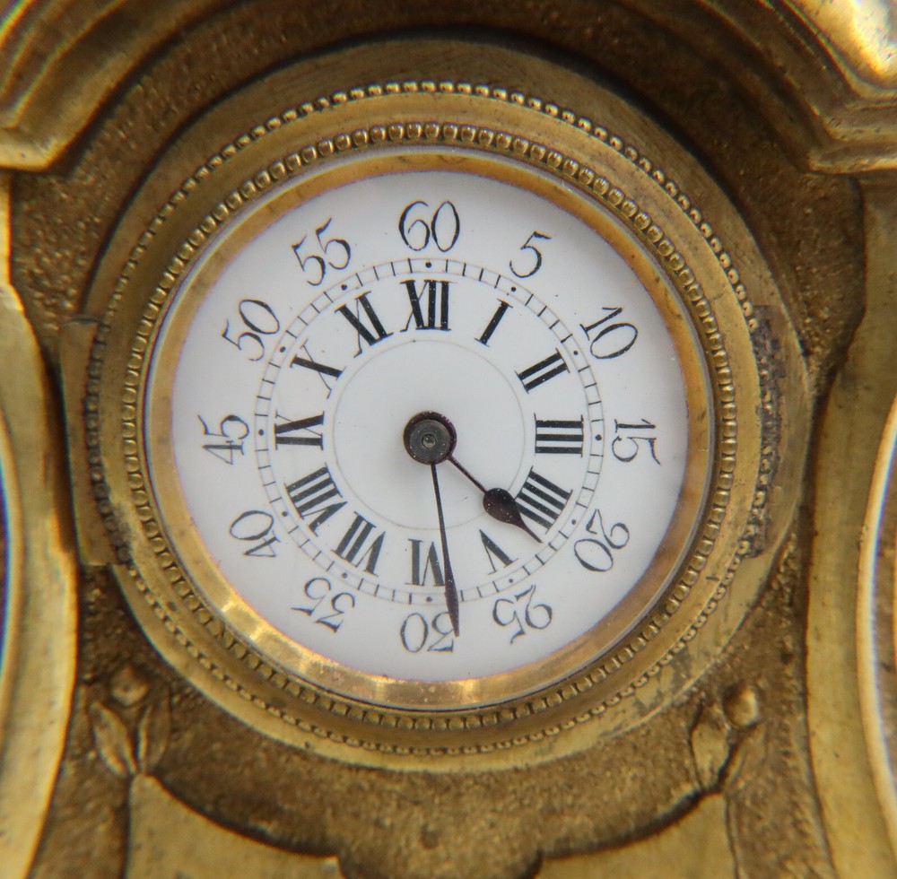 Continental Gilt Bronze Miniature Table Clock, circa 1920