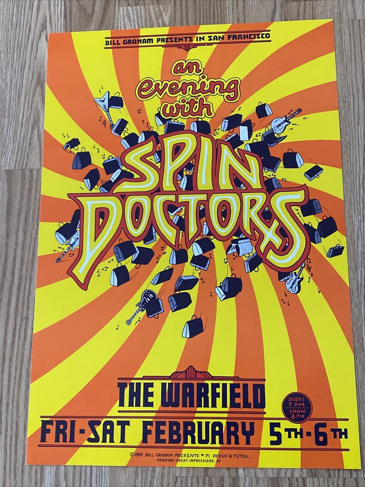 Spin Doctors San Francisco Warfield 1993 Original BGP Concert Poster