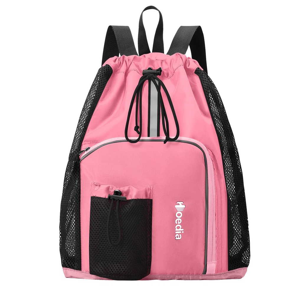 Mesh Swim Bag Drawstring Backpack Beach Pool Gym Workout Gear Holder