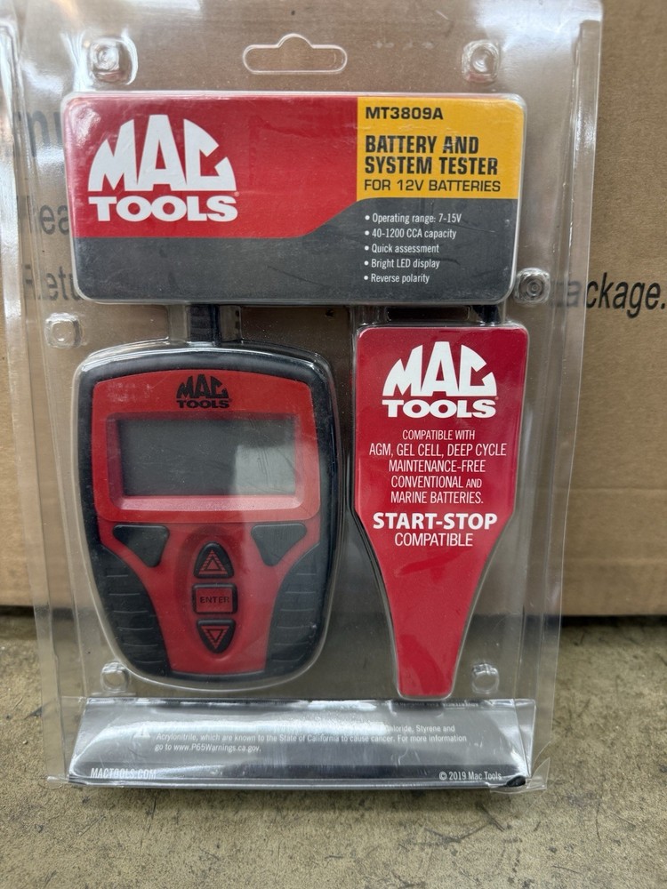 Mac Tools MT3809A 12V Battery and System Tester – Start/Stop Compatible