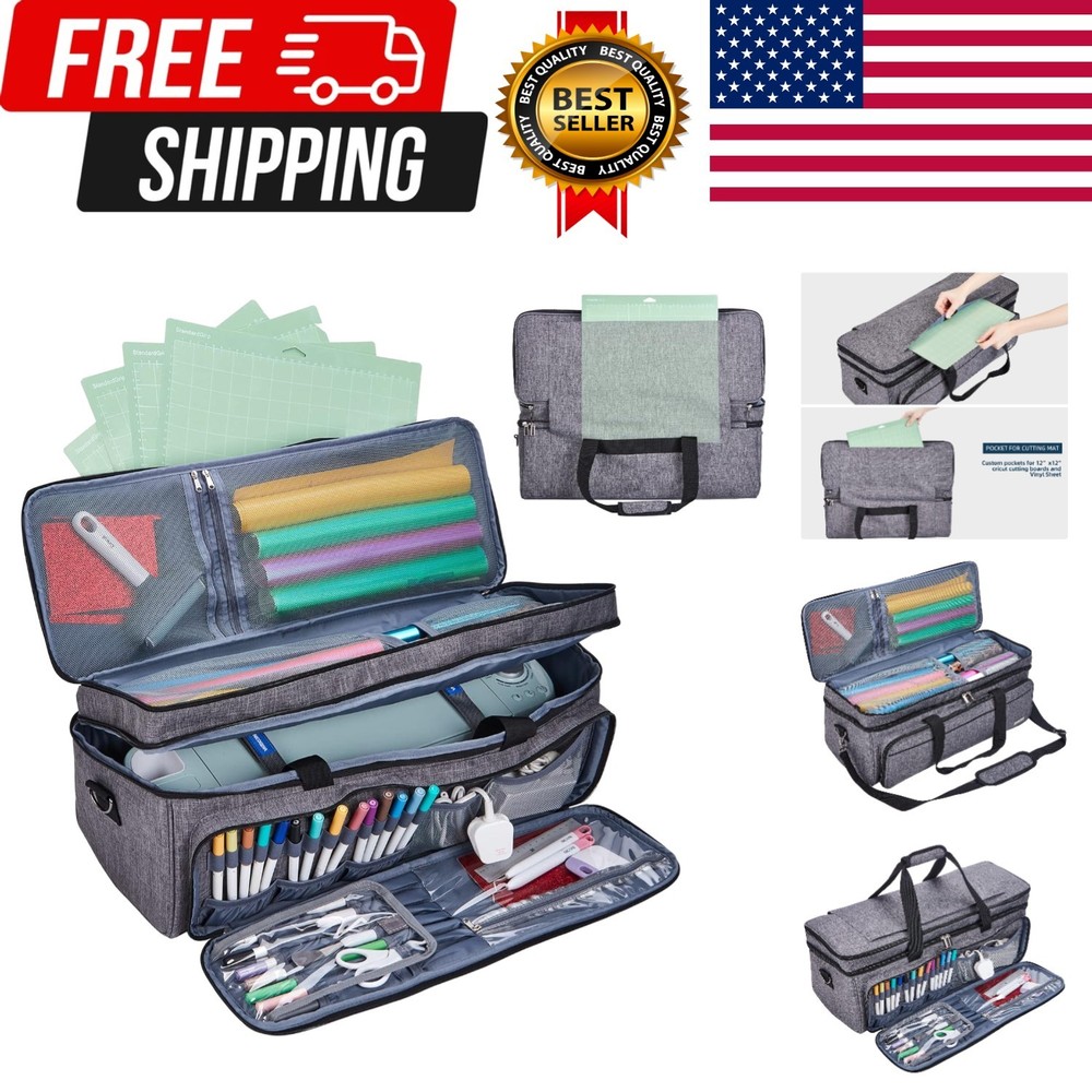 Double Layer Carrying Case with Mat Pocket for Cricut Maker 4, Explore 4, Mul...