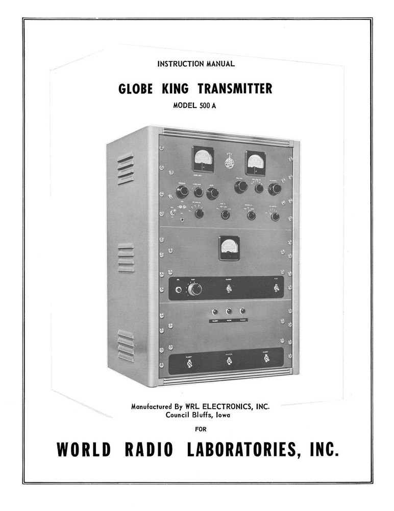 Globe King Transmitter 500 A 500A Manual