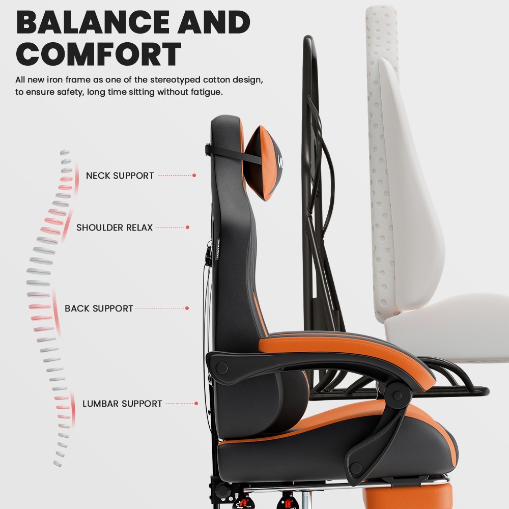Gaming Chair with Massage,Ergonomic PC Computer Chair with Footrest Comfortable