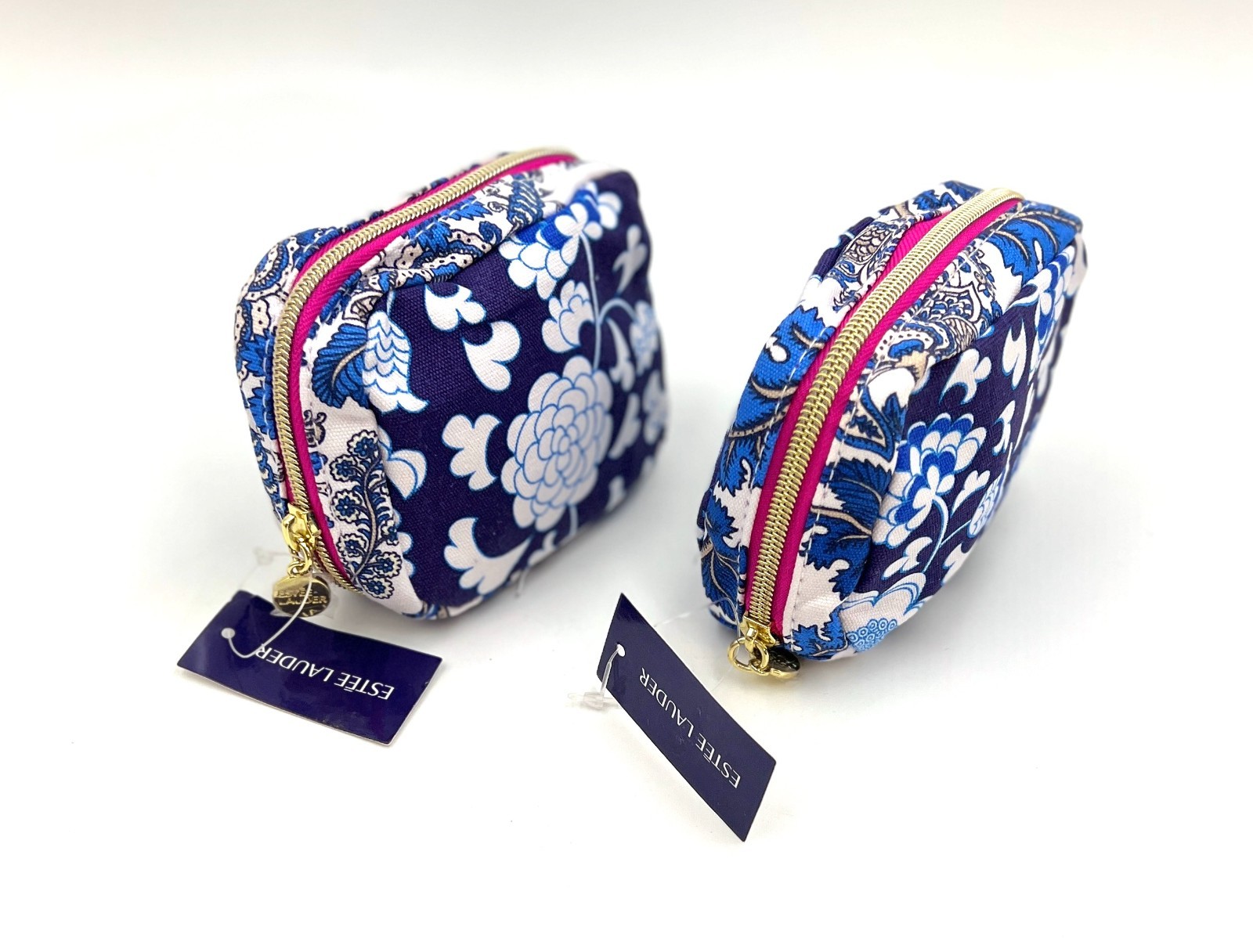 4 Bags: Estee Lauder Flower Printed Makeup Coin Bag with Zipper