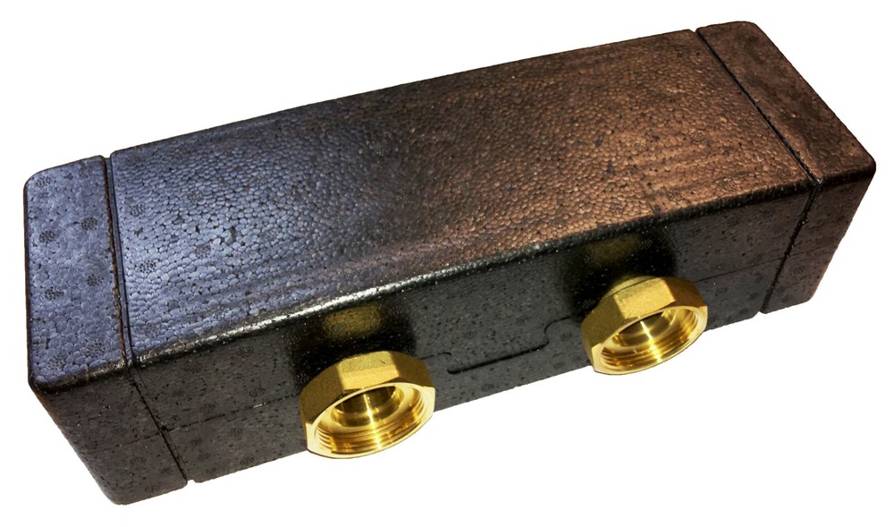 Distribution bar 2-way for pump groups DN25 for 2 heating circuits also Oventrop