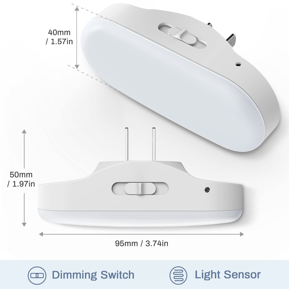 DORESshop Led Night Light, Plug into Wall, [2 Pack] 2 Packs, Daylight White