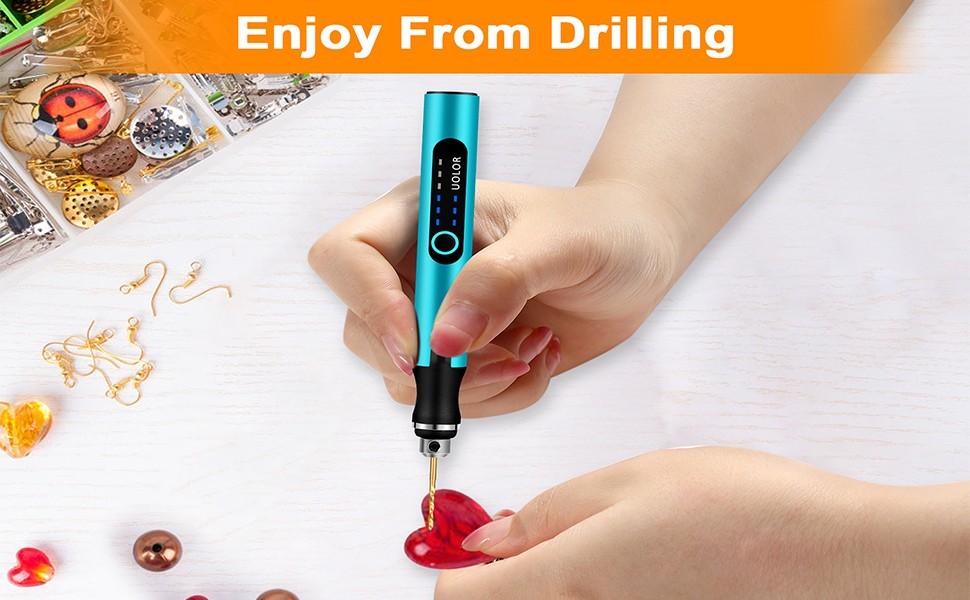 Cordless Mini Drill Pen 3 Speed USB Rechargeable Micro Drill Kit 10 Bits DIY
