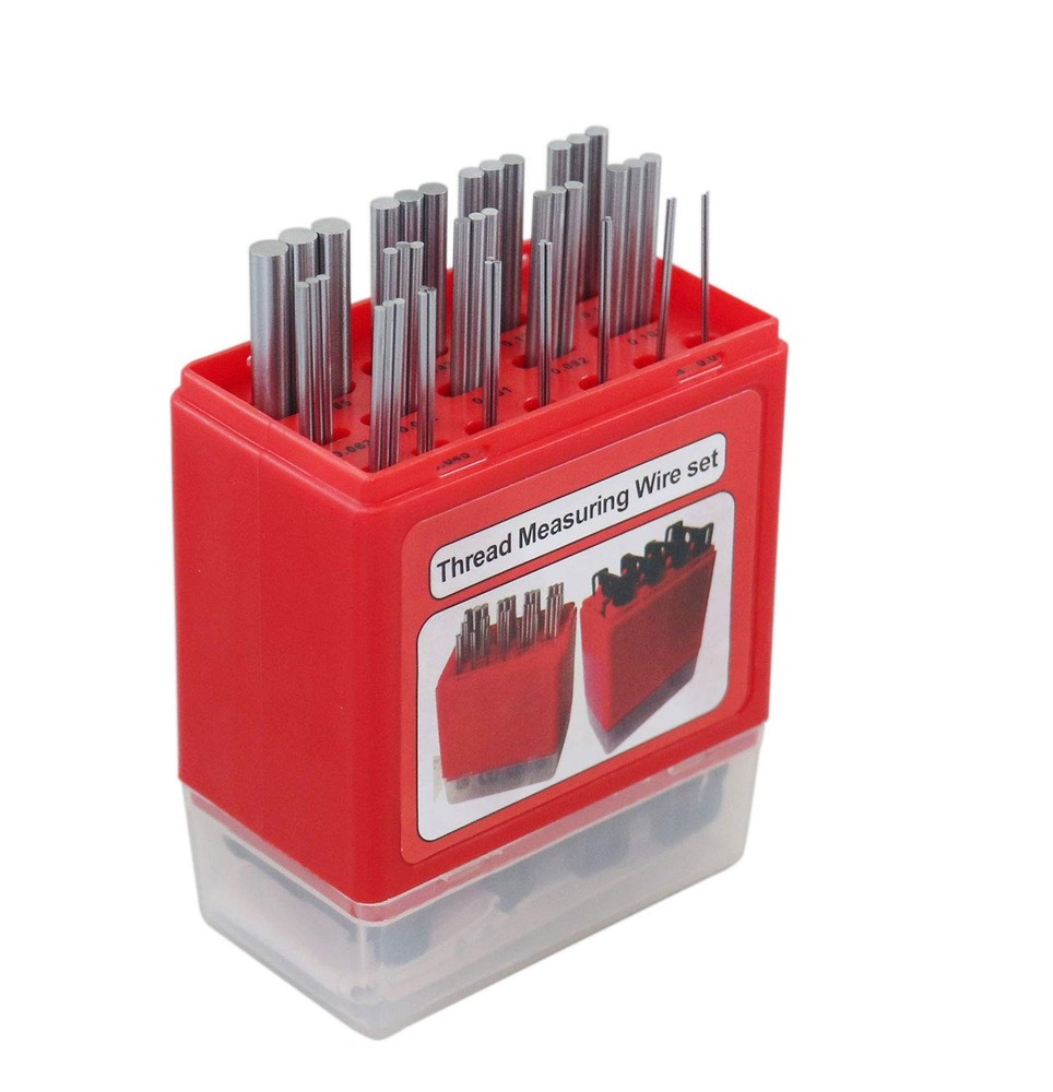 U.S. and Metric Thread Measuring Wire Set with Thread Measuring Wire Holders,...
