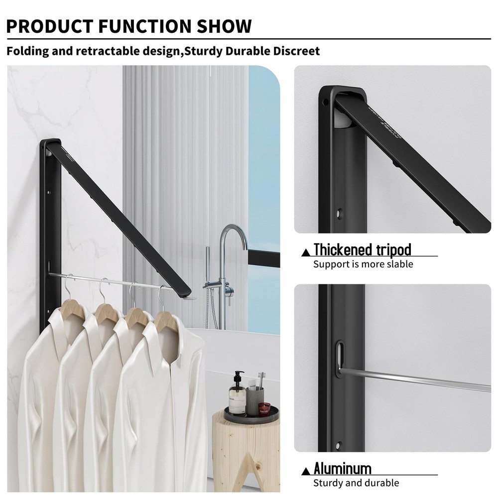 Clothes Drying Rack for Laundry Drying Rack Wall Mounted Clothes Hanger Rack ...