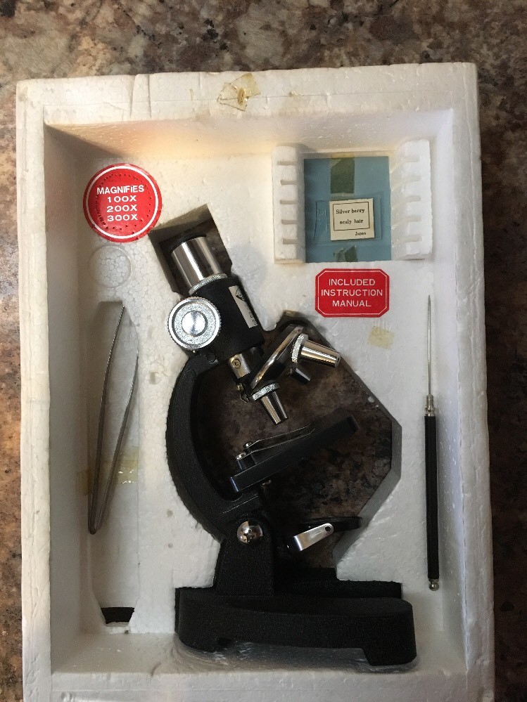 Vintage Precision Tested Optics 300 Power Microscope Lab w/Box~Creative Science