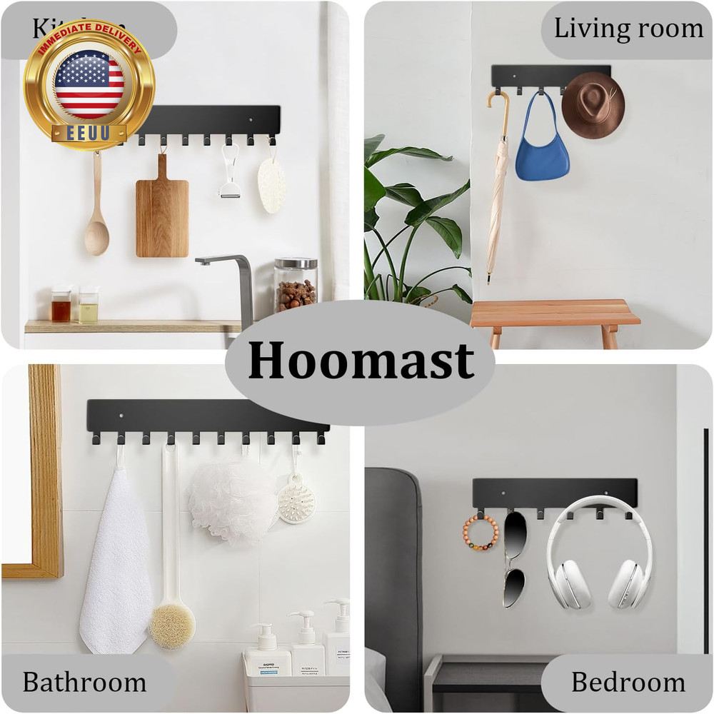 Key Holder Wall Mount with 6 Hooks - Key Rack Organizer for Entryway, Kitchen &