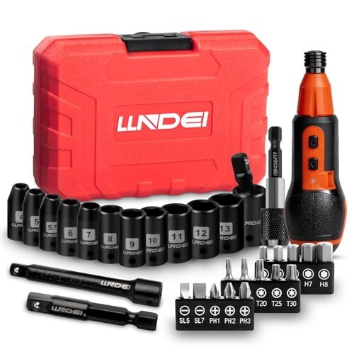 31Pcs Electric Screwdriver, 4V Cordless Screwdriver Rechargeable with Bits &