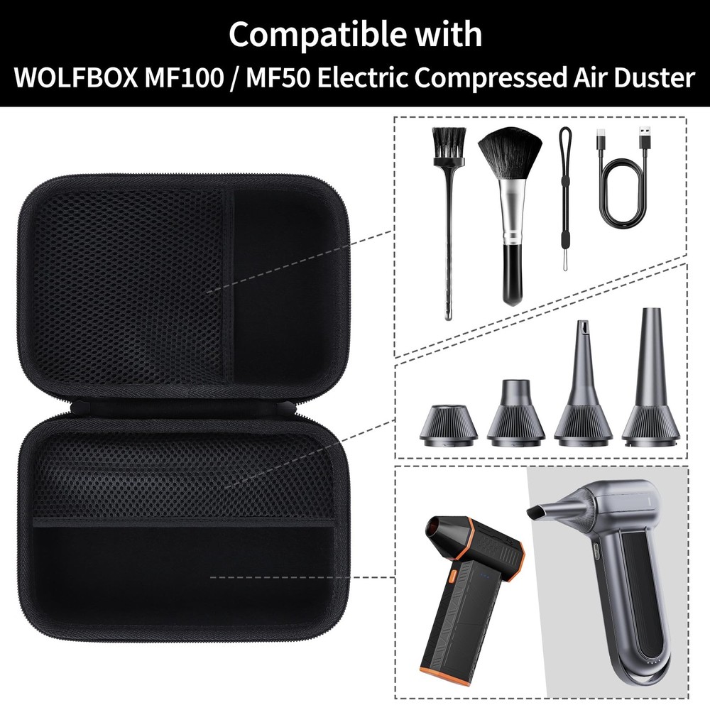 Case with WOLFBOX MF100 / MF50 Compressed Duster