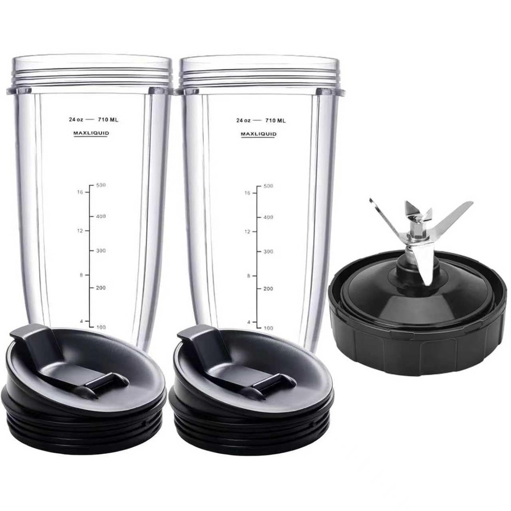 Ninja Blender Replacement Cups and 7-Fin Blade Compatible with Multiple Models