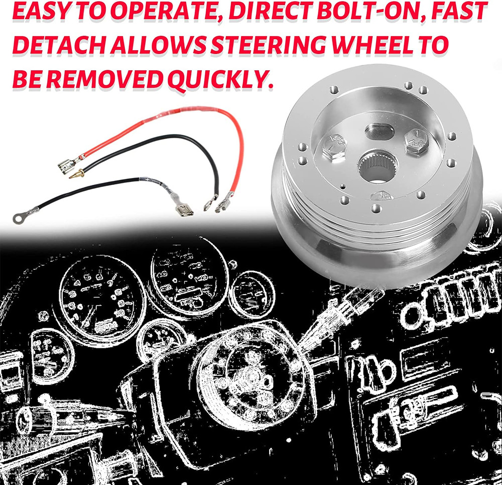 5 & 6 Hole Billet Steering Wheel Hub Adapter Silver