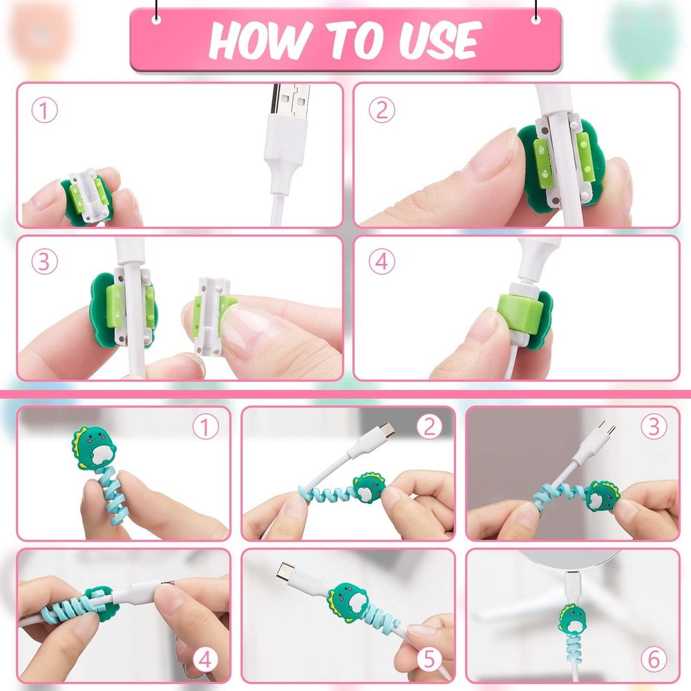 Flutesan 32PCS Cartoon USB Cable Protectors Set