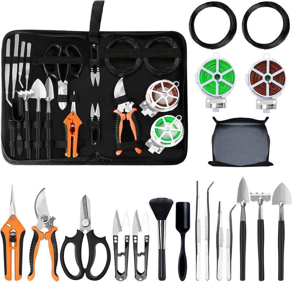 Durable Bonsai Tools with Waterproof Mat - Ideal for Pruning & Shaping Trees