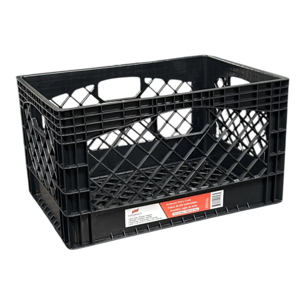 PLASTIC Milk Crate Heavy Duty Storage Bin Stackable 24QT Black