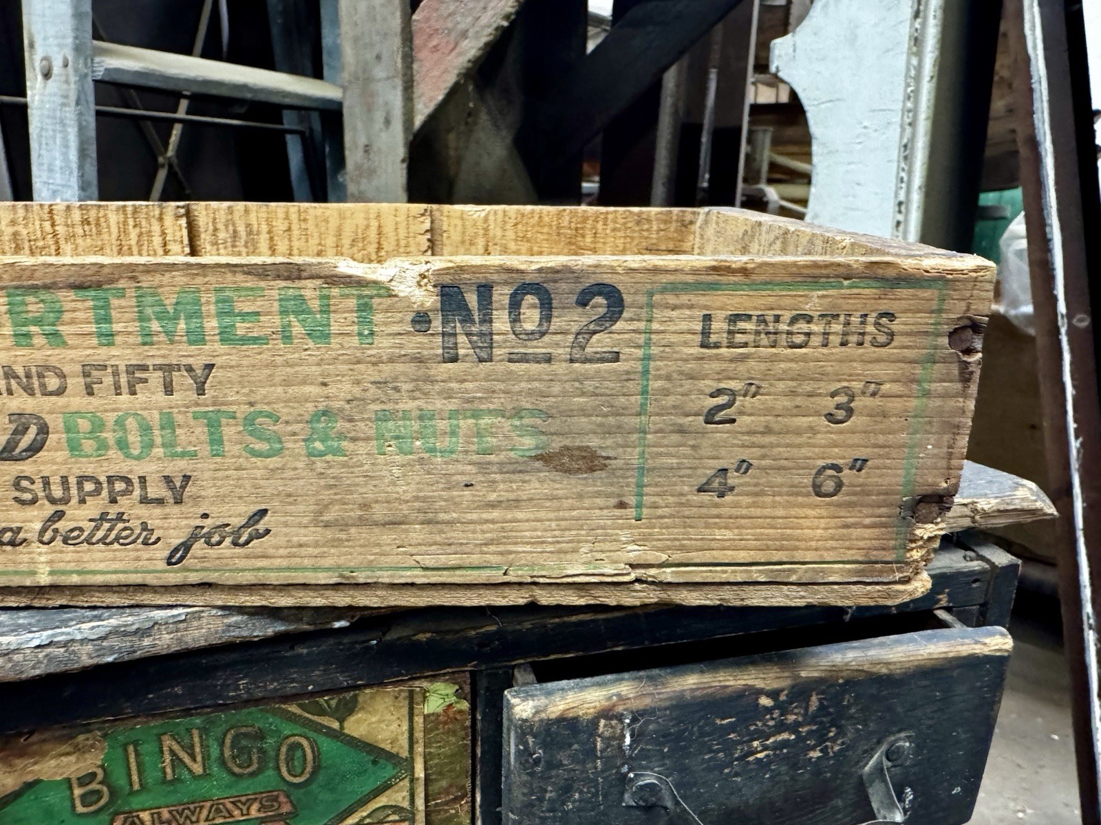 Vintage Lewis Bolt & Nut Company, Farm Assortment Wood Crate Minneapolis Minn