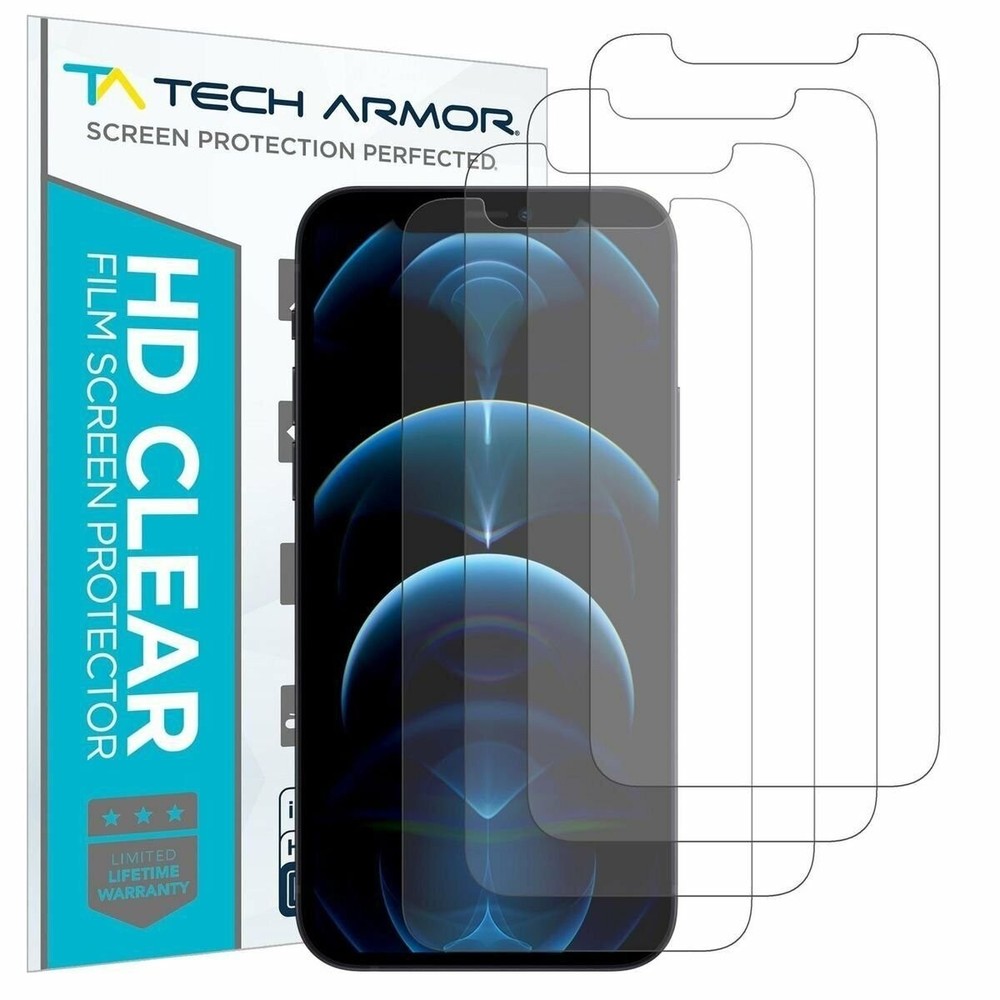 Tech Armor HD Clear Film Screen Protector for iPhone 12 Pro Max 6.7" [4-Pack]