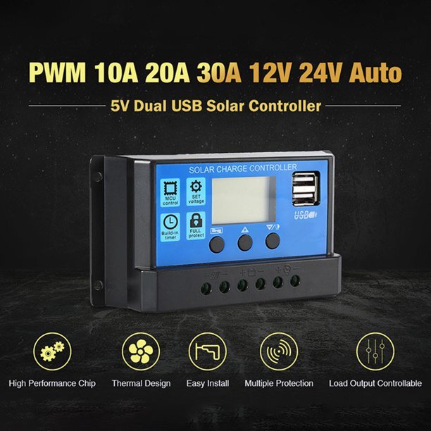 30A 12V/24V Solar Charger Controller Solar Panel Regulator USB Port LCD Display