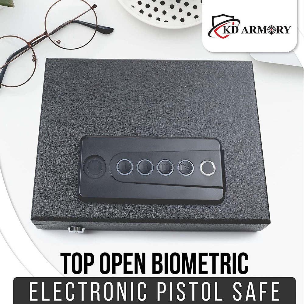 KD ARMORY Biometric Gun Safe, Portable Security Lock Box 3 Point Quick Access