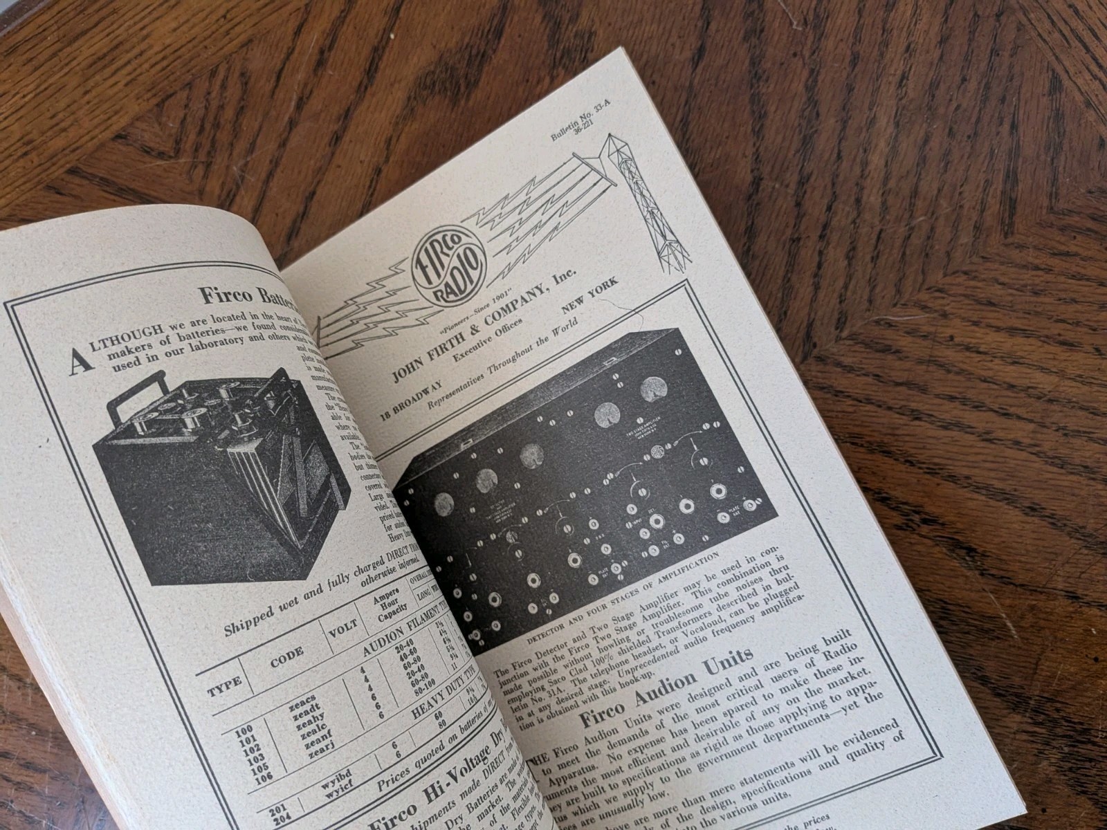 1921-22 John Firth Firco Radio Equipment Bulletin Catalog