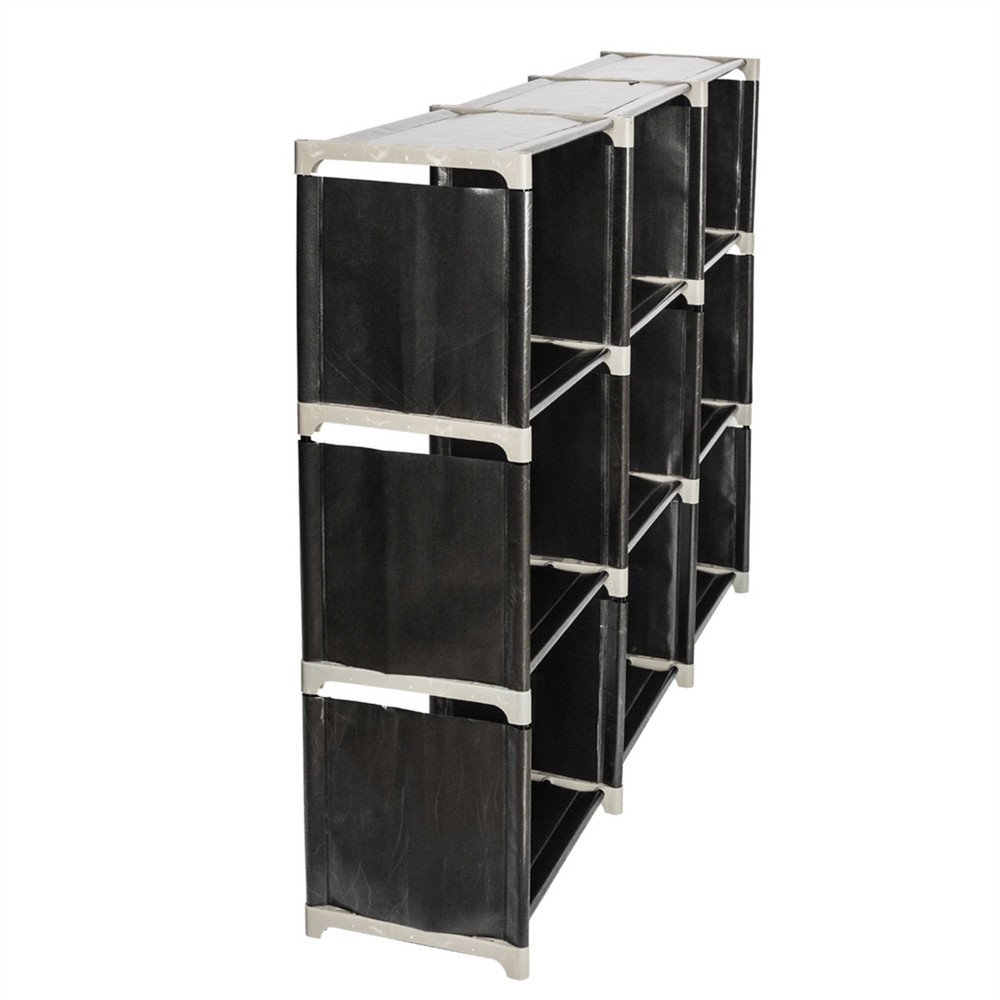 3 Tiers 9 Compartments Storage Shelf Cube Multifunctional Assembled Black NEW