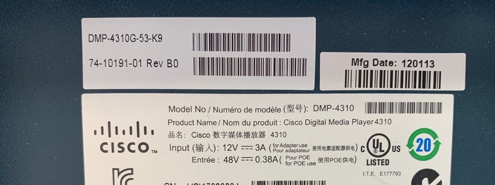 Cisco DMP-4310G Digital Media Player
