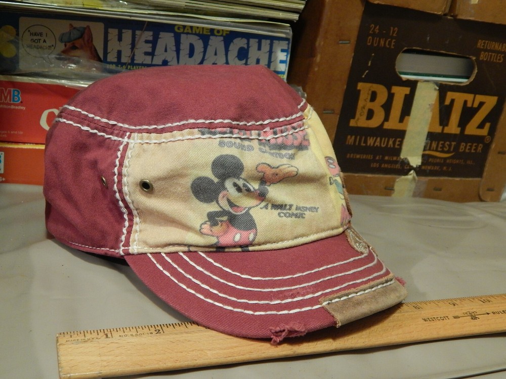Walt Disney World Souvenir ~ Hook n Loop Distressed MICKEY ~ HAT_CAP ~ Ltd VG+