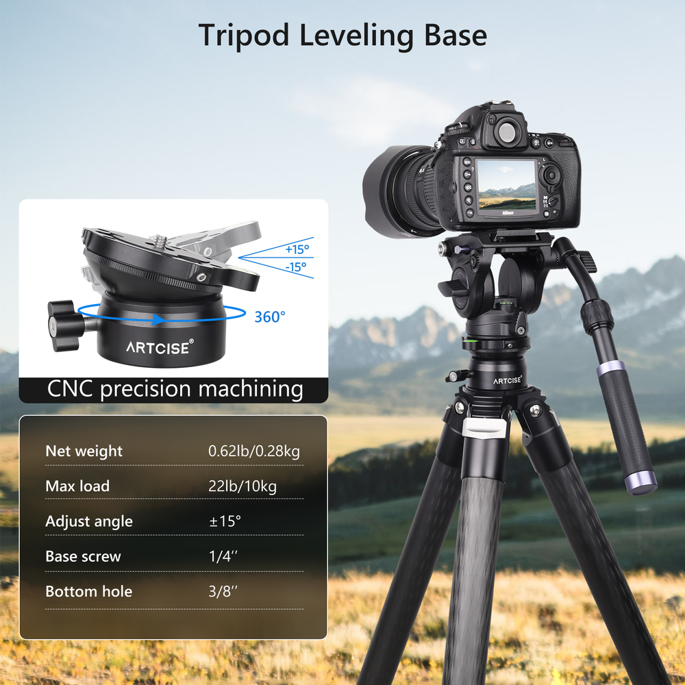 Tripod Leveling Base (⌀60mm) Camera Leveler Aluminum Adjusting Tripod Head