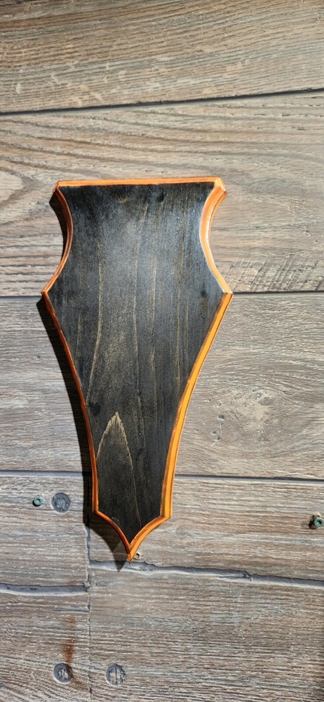 European Deer Skull Mount Shield Midnight Orange Flat Wall Mount