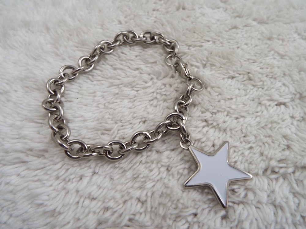 Silvertone White Star Charm Bracelet
