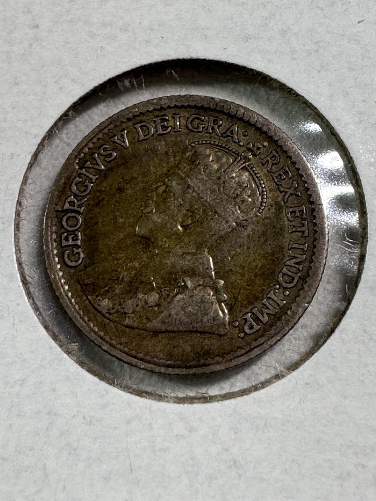 1920 Canada 5 Cents Small Silver Coin