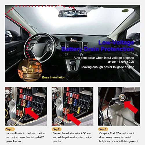 REDTIGER F7N Dash Cam USB C Hardwire Kit Dashboard Camera Double-4 Fuses