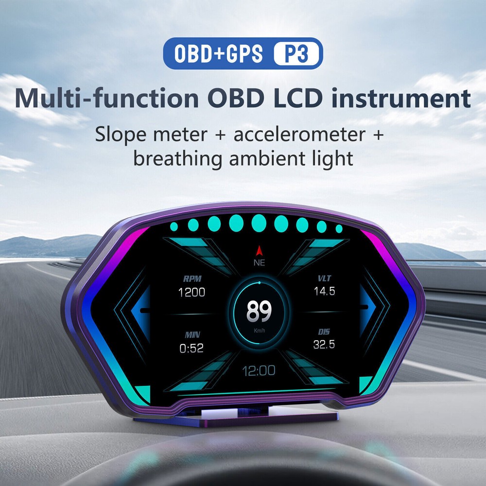 Car HUD Head Up Display GPS Tachometer Clock Speedometer Odometer Voltmeter P3