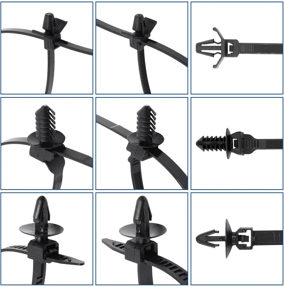 60pcs Zip Ties Assorted Sizes, 6 Popular Size Push Mount Cable Ties Universal Ny