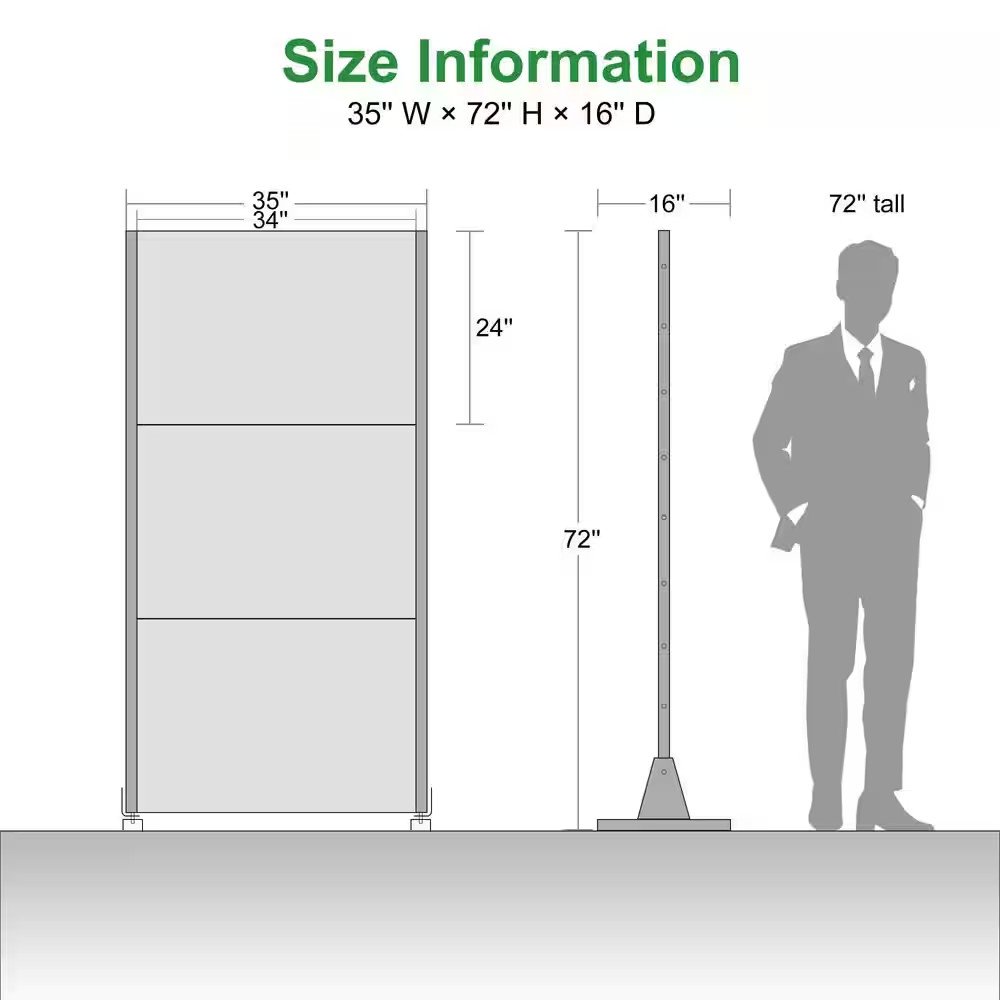 72 In. X 35In. Black Privacy Screen Galvanized Freestanding Panel