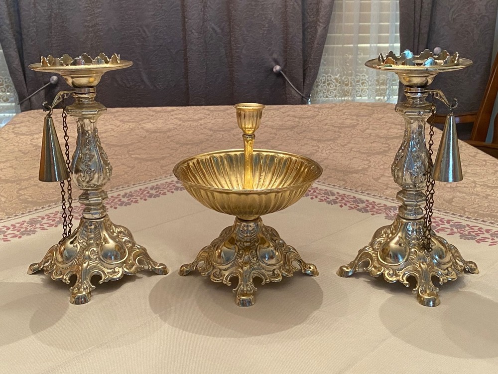 Candleabra Set of 3 Goldtone Vintage