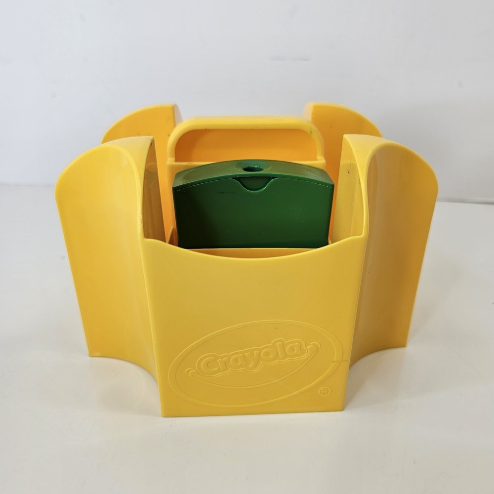 Crayola Crayon Marker Caddy YellowPlastic Storage Organization W/ Sharpener