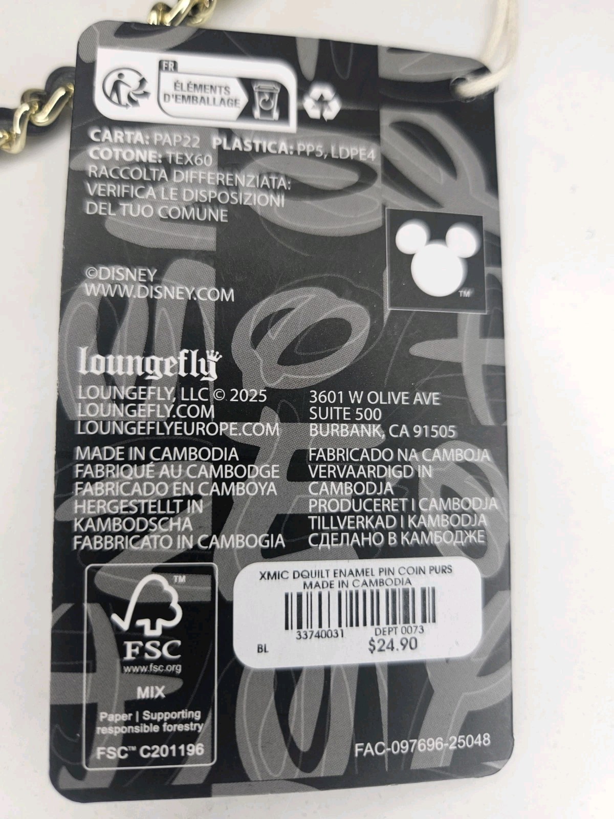 Loungefly Disney Mickey Mouse Icons Quilted Coin Purse New w/ Tags Hard Tag