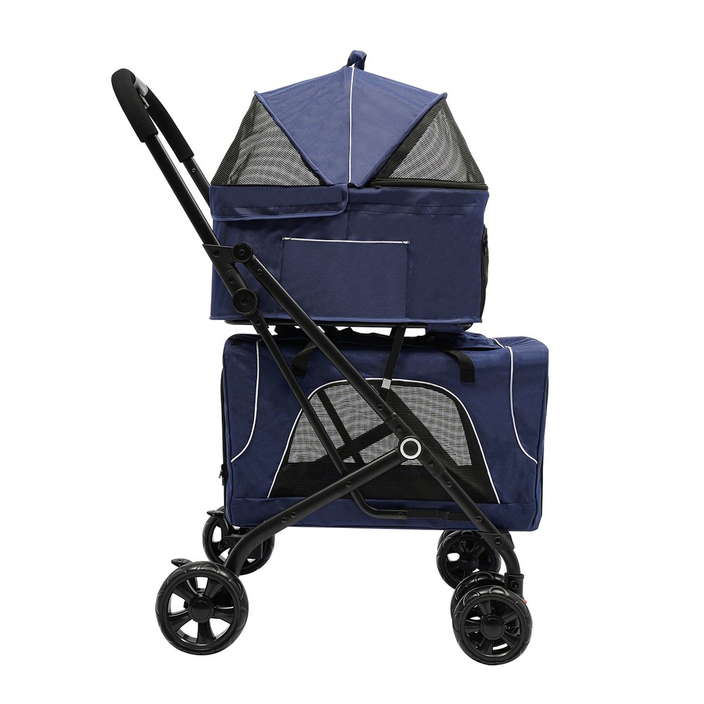 Foldable Double Pet Stroller, Cat & Dog Carrying Cart For Small/medium-sized Pet