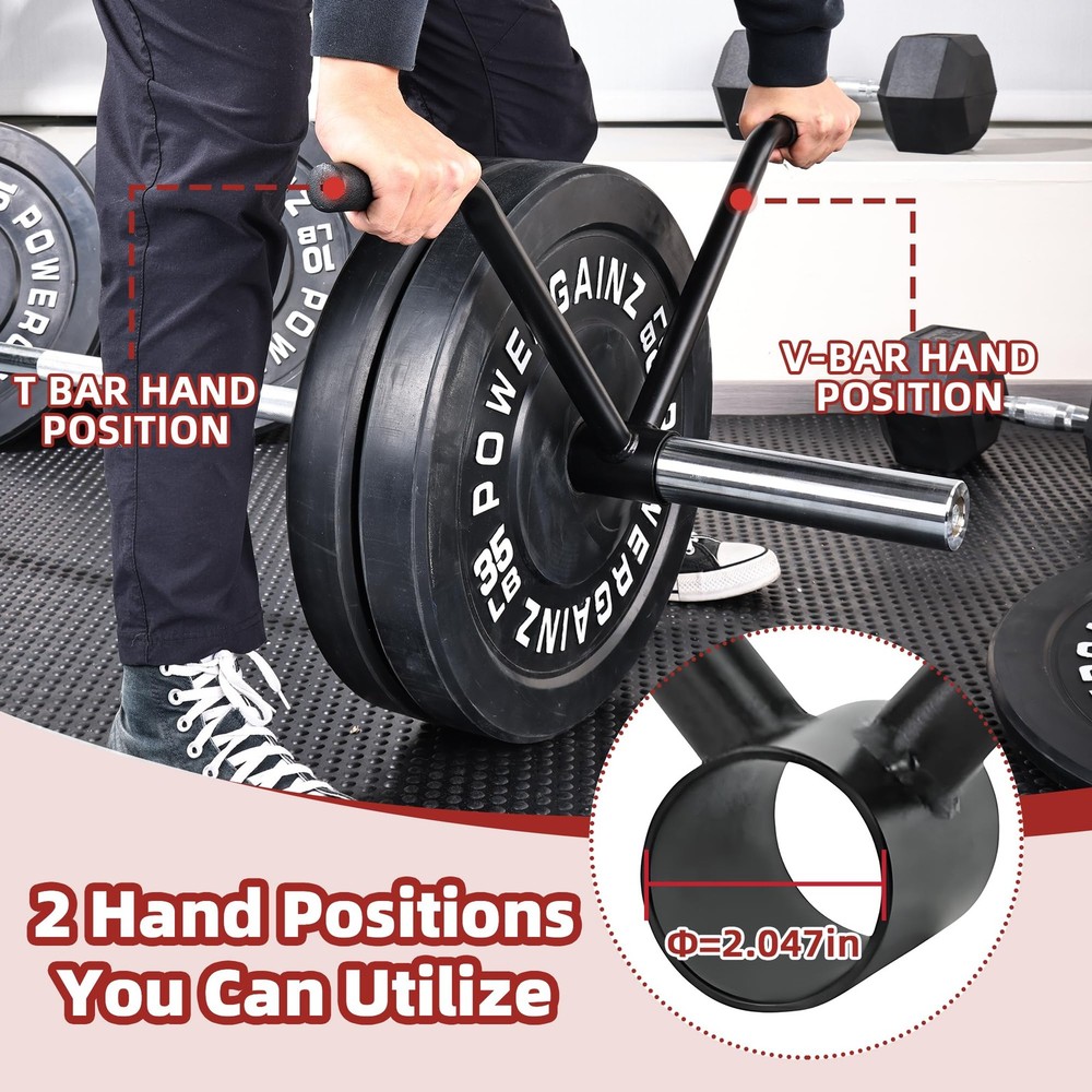 T-Bar Row Attachment for 2-Olympic Barbell, Black